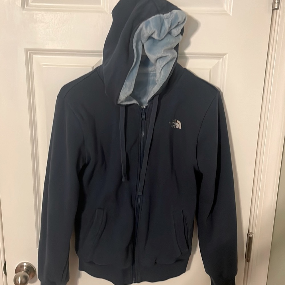 Reversible Blue North Face Hoodie Sweatshirt